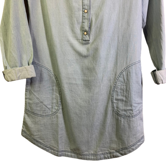 COLORFAST APPAREL Light Wash Denim Shirt Jean Dress - Picture 6 of 15
